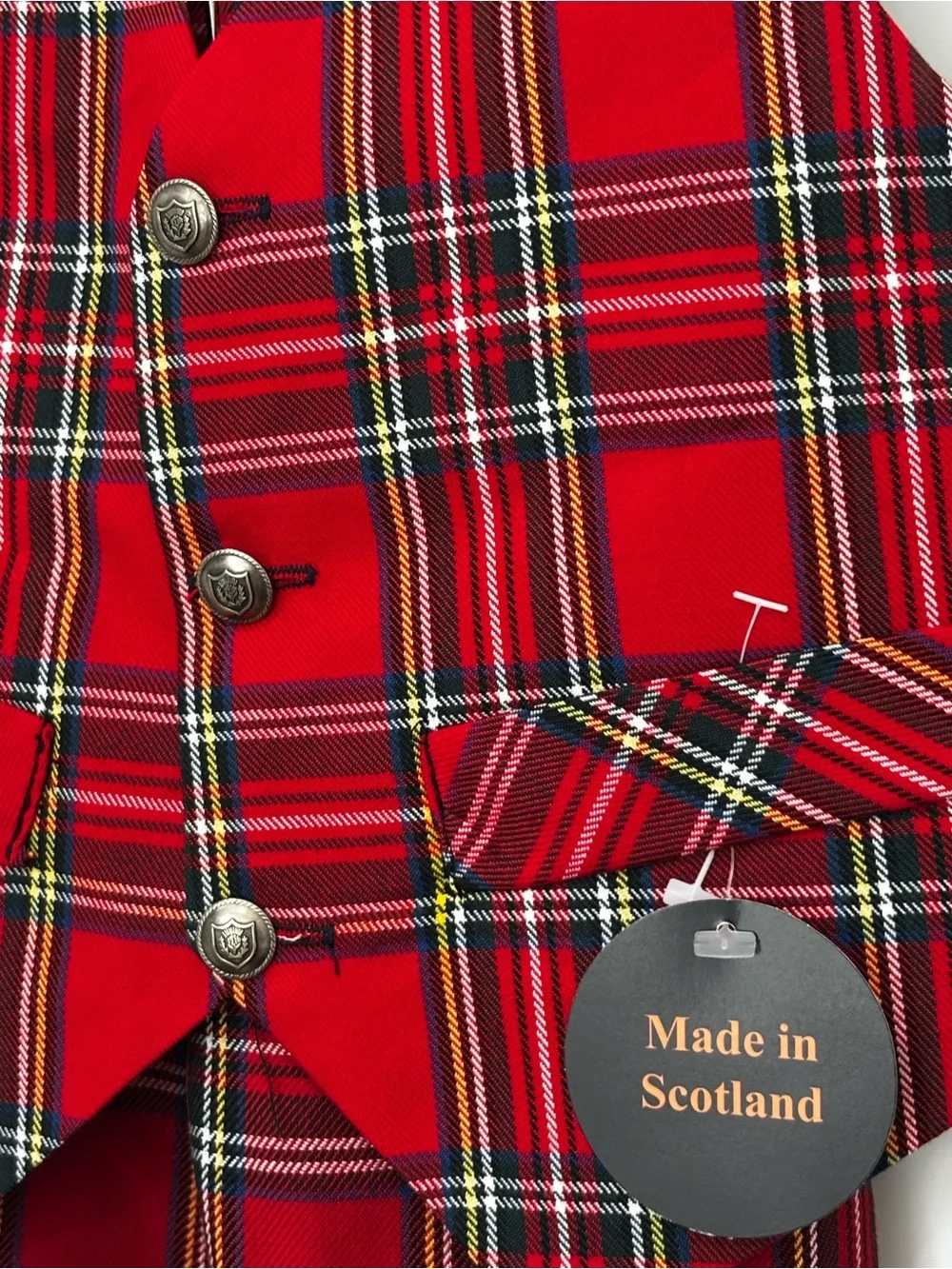 Kids Red Tartan Vest & Pants Pajama Set